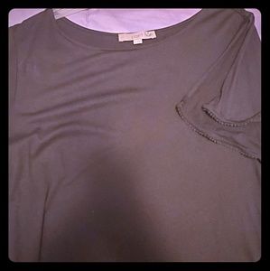 LOFT black, split sleeve shirt